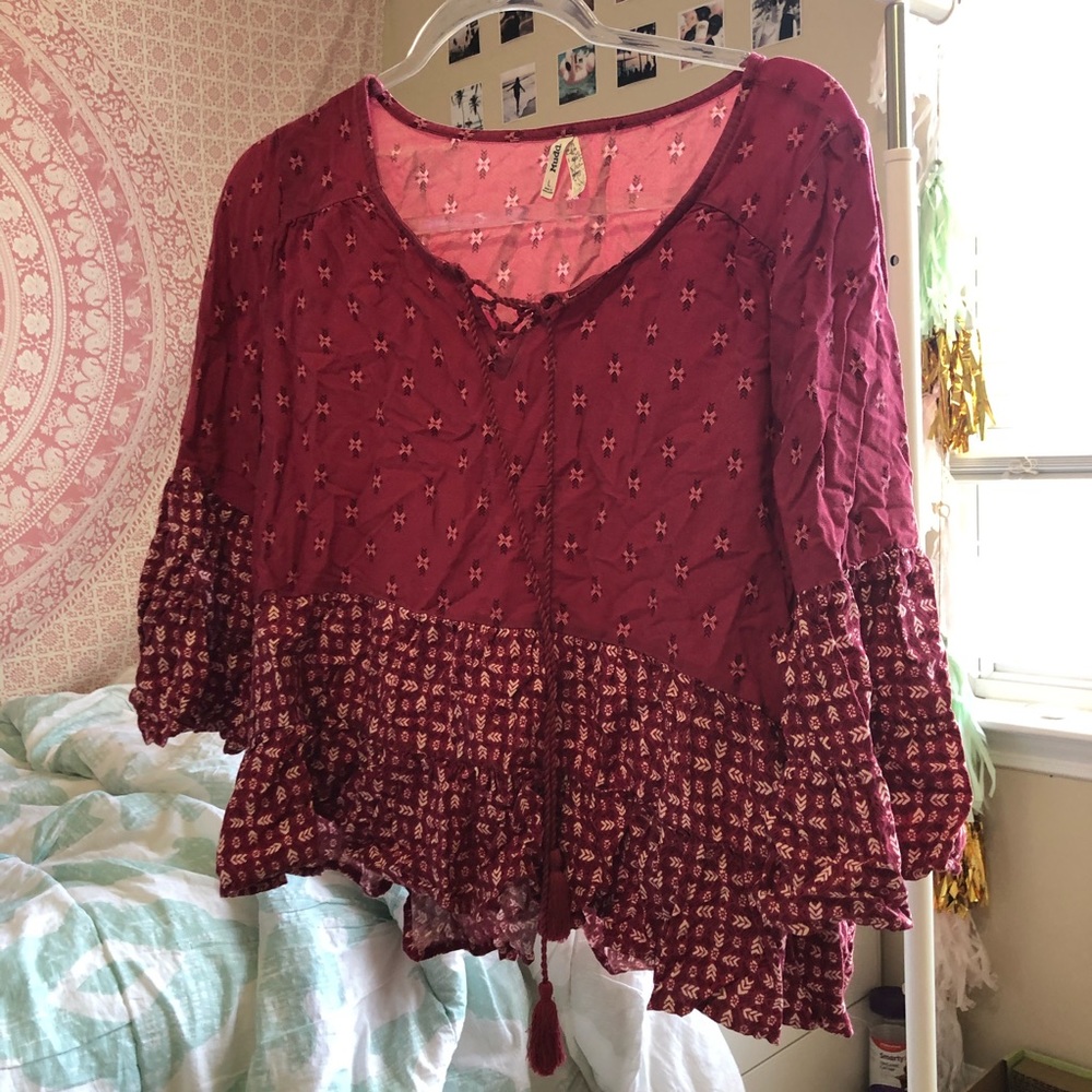 Maroon Flowy Blouse